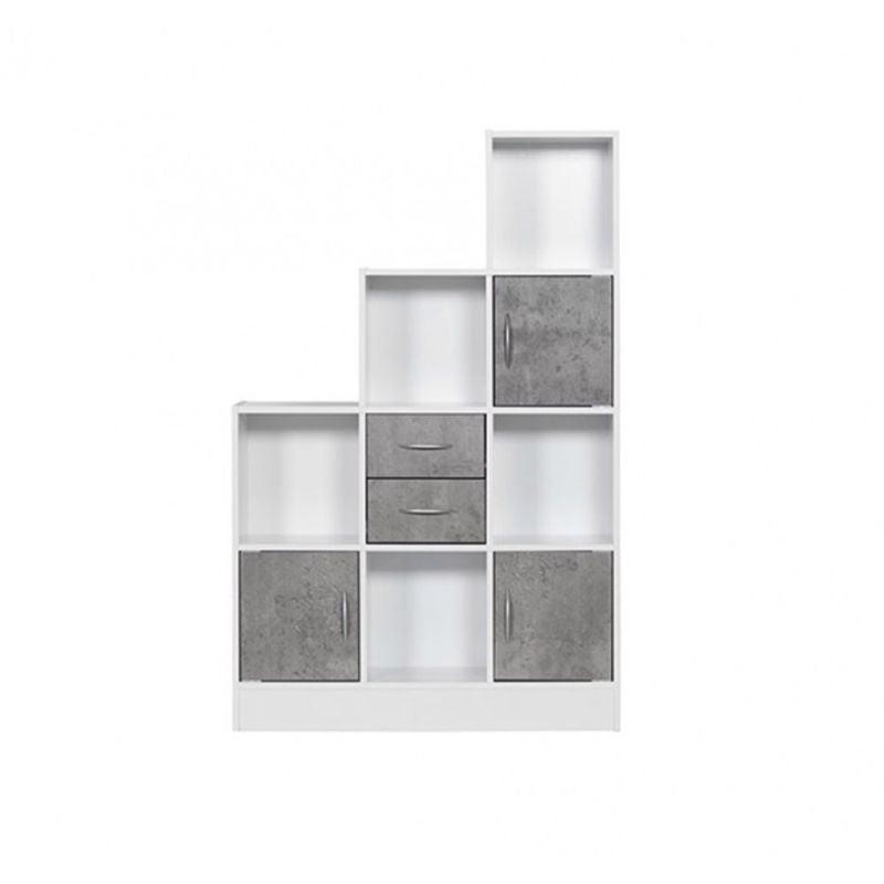 Office Storage Unit With Cube Design - White And Gray - 120x30x140 cm - By Baity - ALHOME