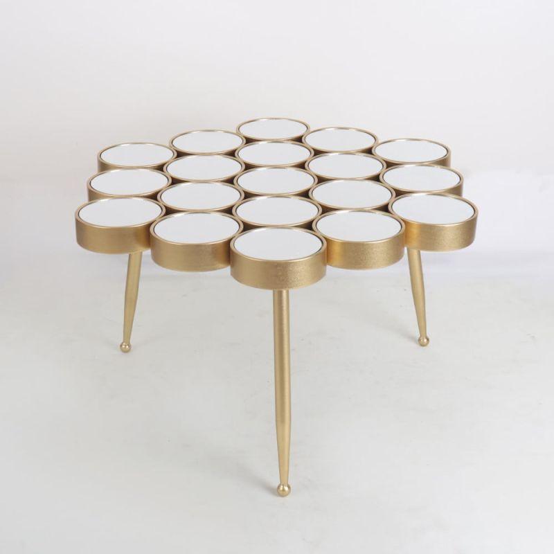 Metal Center Table With Circle Mirrors Surface - Gold By Alhome - ALHOME