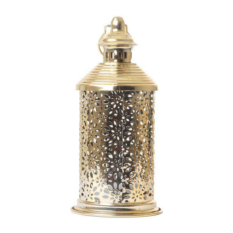 Round Steel Ramadan Lantern With Led Lighting - Gold - 26X12X12 Cm - By Family Ship - 600007808 - ALHOME