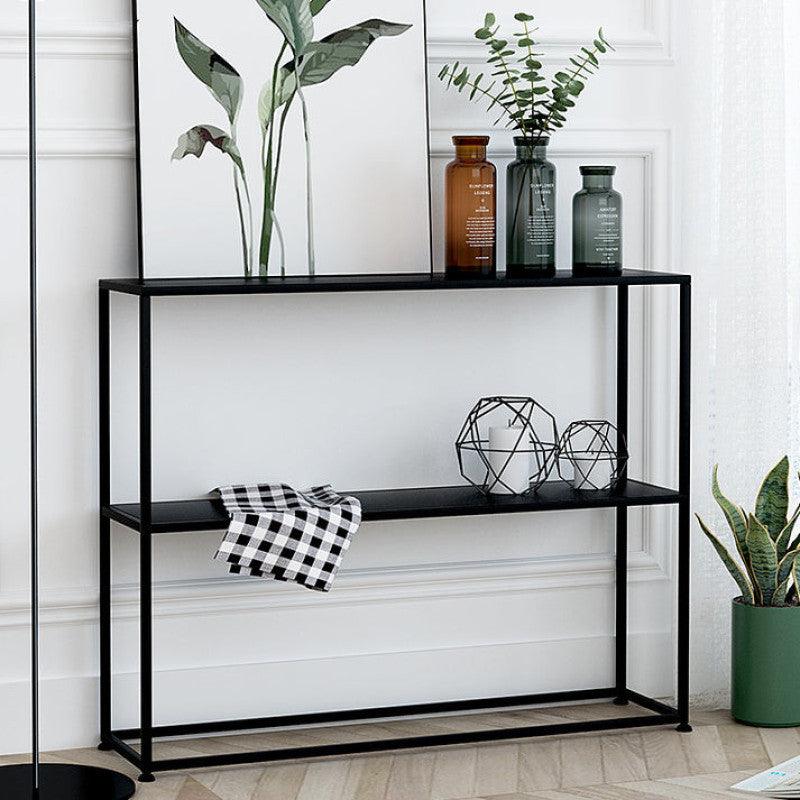 Modern Iron Console with Glass Elegance By Alhome - ALHOME