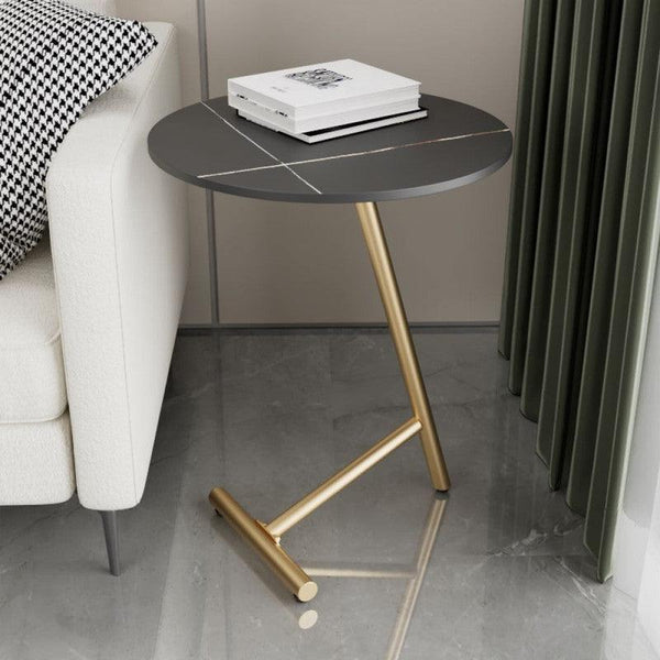 Side Table 36x35x53 cm - Grey & Gold By Alhome - ALHOME