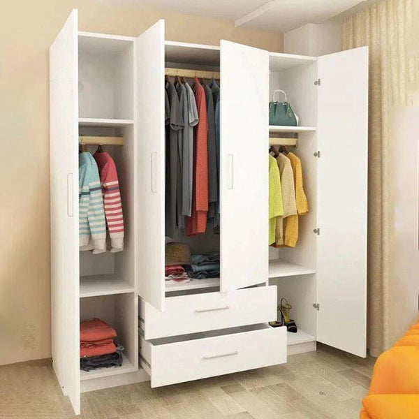 6-Door Wardrobe with 2 Drawers, White By Alhome - ALHOME