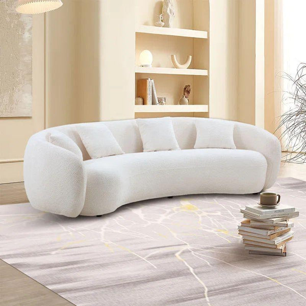 Stylish Beige Boucle 4-Seater Sofa - 250x85x45 cm - Swedish Wood By Alhome - ALHOME