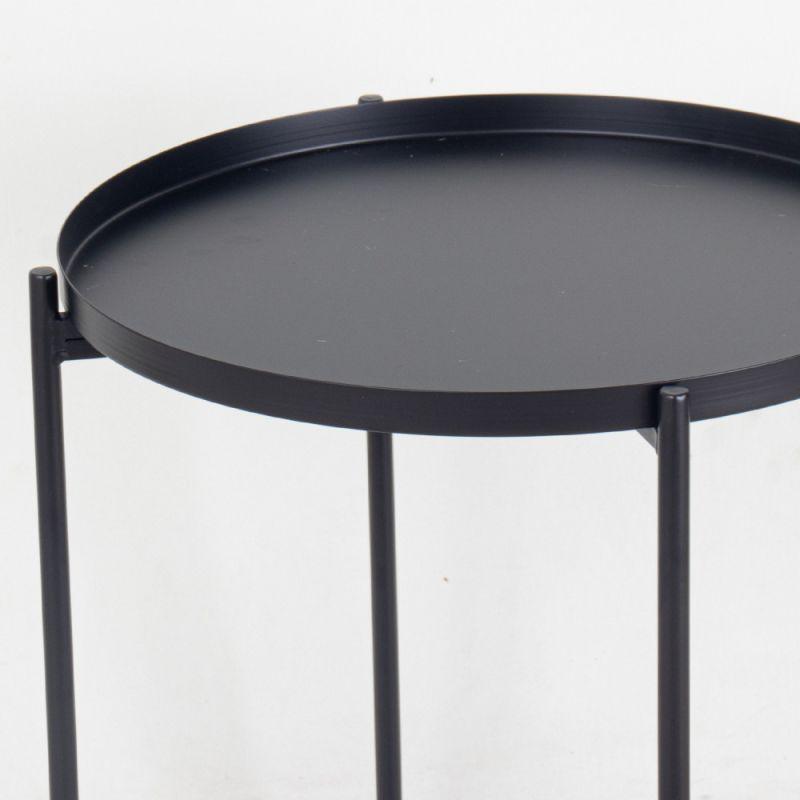 Table With A Metal Surface And Iron Legs In Black By Alhome - ALHOME