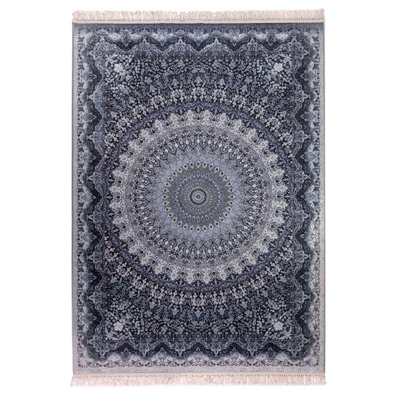 Velvet Turkish Rectangular Decorative Carpet - Grey & Blue - By In House - ALHOME