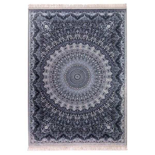 Velvet Turkish Rectangular Decorative Carpet - Grey & Blue - By In House - ALHOME