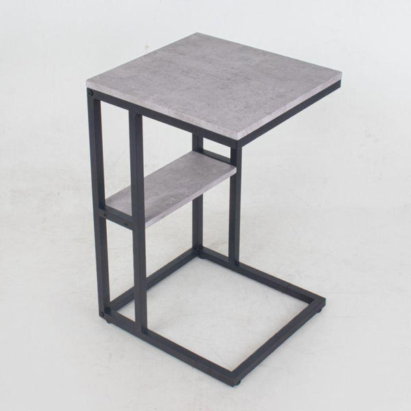 Single Service Table With Iron Bases And A Black And Gray Wooden Top By Alhome - ALHOME