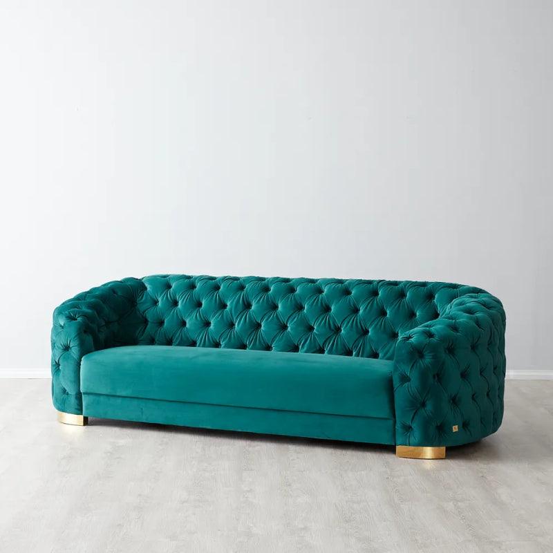 Velvet Turquoise 3-Seater Sofa By Alhome - ALHOME