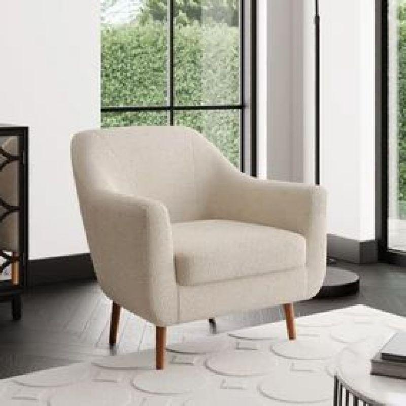 Elegant Beige Linen Chair By Alhome - ALHOME