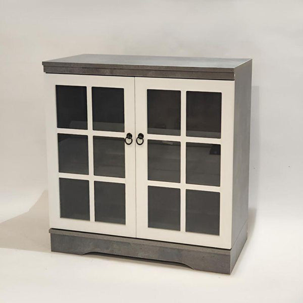 Gray Storage Cupboard With Glass Doors - By Alhome - ALHOME