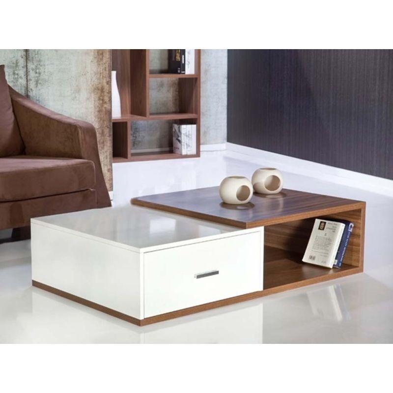 White and Brown Center Table With Modern Fusion By Alhome - ALHOME