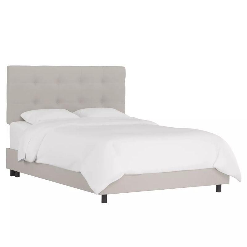 Beige Velvet Elegance: Swedish Wood Super King Bed (200x200x140) by Alhome - ALHOME