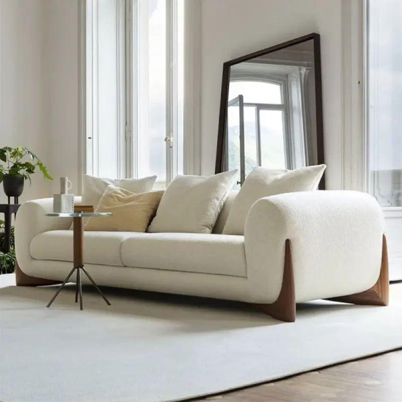 Alhome beige Boucle 3 Seater Sofa - 110110874 - ALHOME