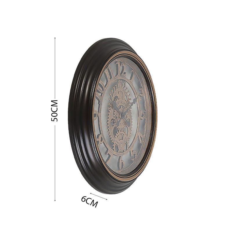 Battery Operated Plastic Circular Wall Clock - Bronze And Brown - 50 Cm Diameter - By Family Ship - ALHOME