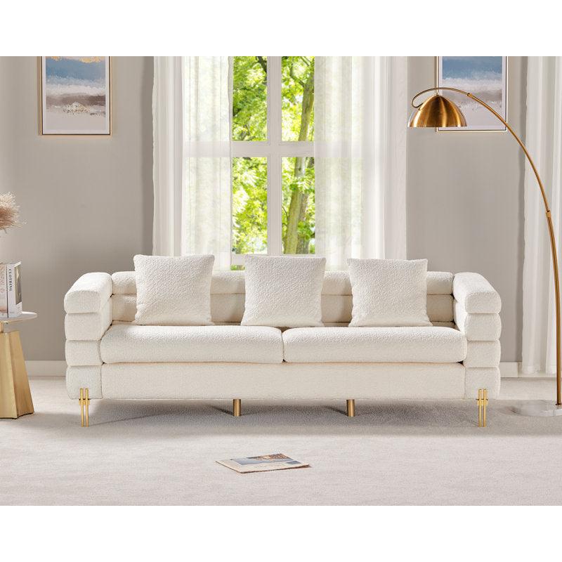 Subtle Sophistication: 3-Seater Boucl√© Sofa in Elegant Beige By Alhome - ALHOME