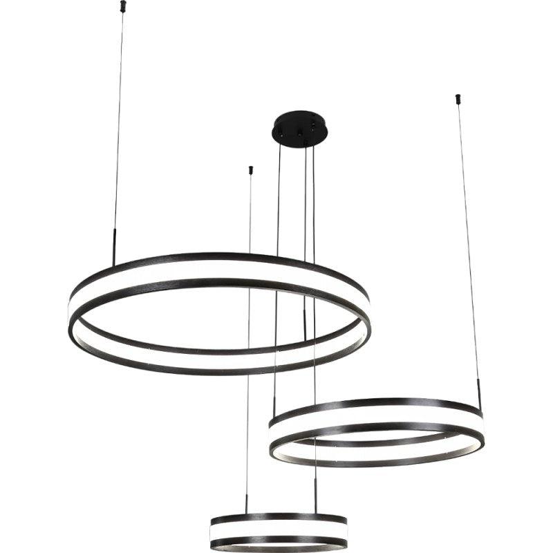 Modern 3 Ring Black Chandelier With 3 Lights - 150 W By Alhome - C5725Z - ALHOME