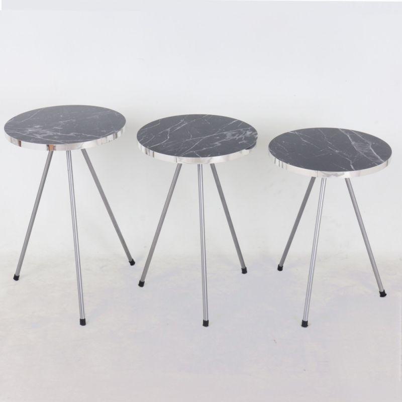 Set of Black Wooden Tables With Iron Bases By Alhome - ALHOME