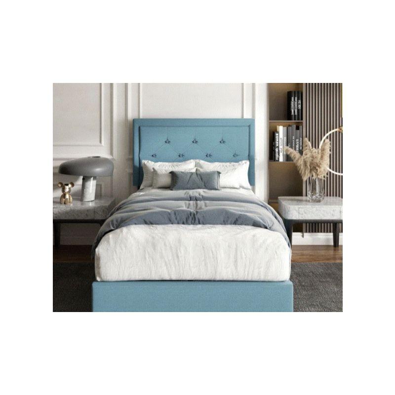 Light Blue Linen Single Bed Size 120x200 By Alhome - 110110063 - ALHOME