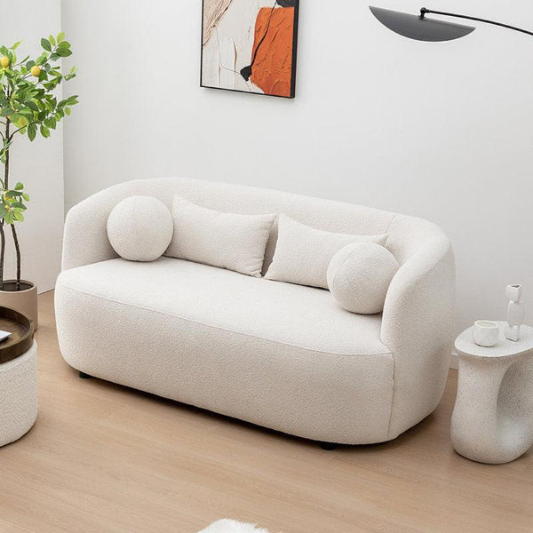 Sculpted Comfort: 3-Seater Boucl√© Sofa in Beige By Alhome - ALHOME