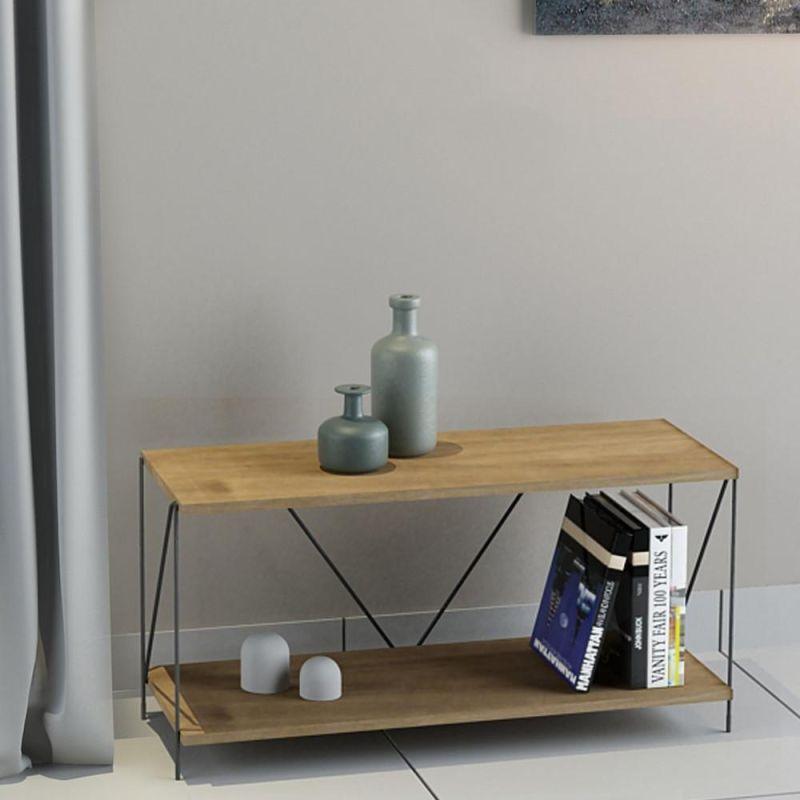 Multi-Use Shelving Unit With Two Layers From Malaysian Wood - 82x31x38.7 cm - By Baity - ALHOME