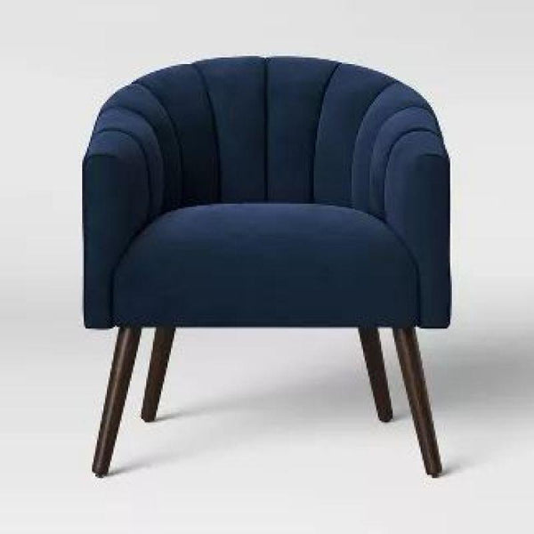 Majestic Dark Blue Velvet Chair Swedish Wood By Alhome - ALHOME