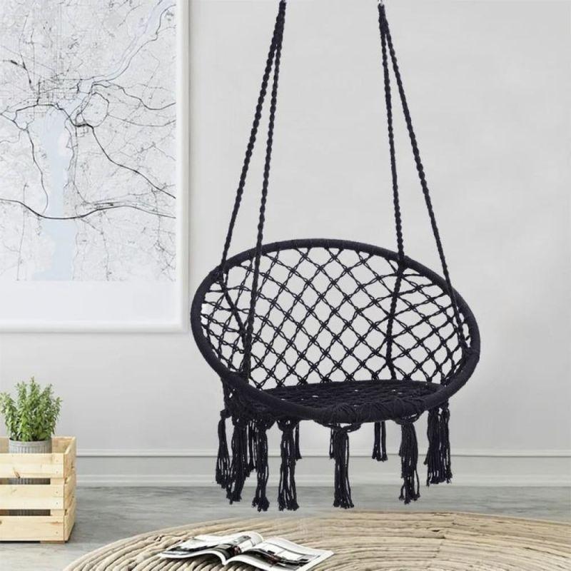 Hanging Swing Chair - Rope - Black - By Alhome - ALHOME