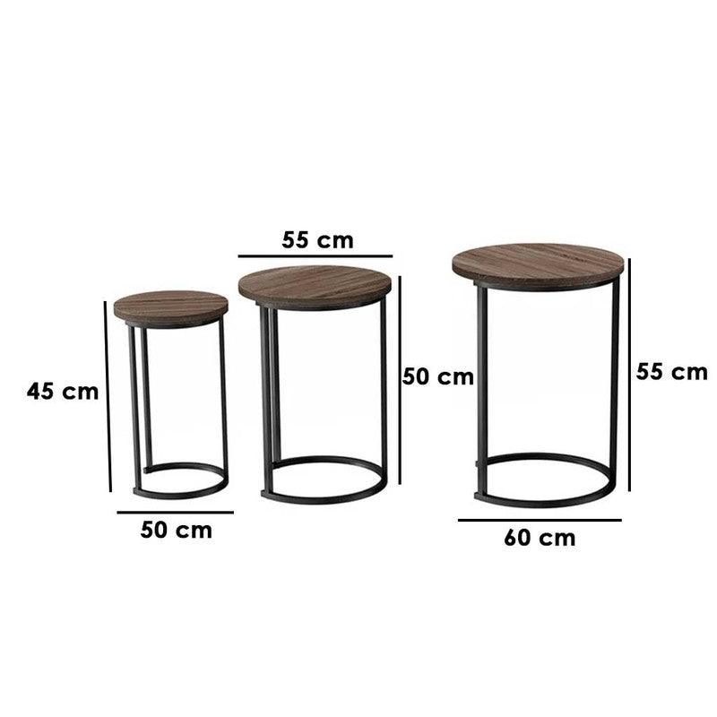 Side Table Set 3 Pieces - Brown By Alhome - ALHOME