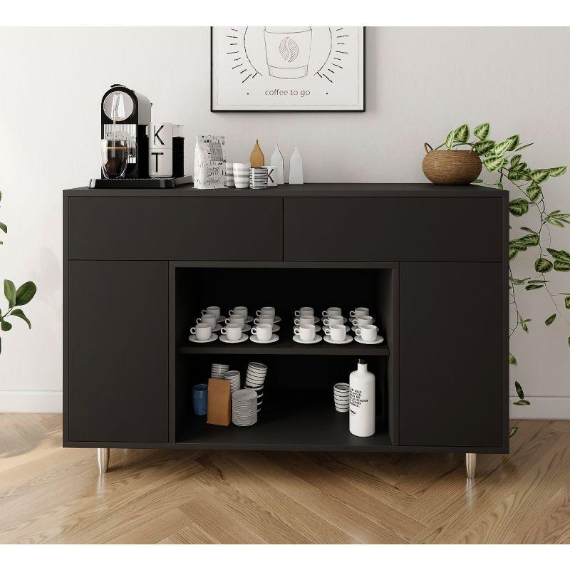 Black Coffee Corner with Shelves and Drawers By Alhome - ALHOME