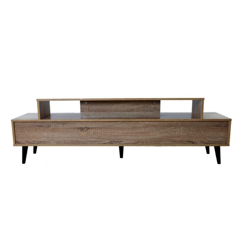 Tv Table With Ornate Carvings From Malaysian Wood - Brown And Grey - 160x40x50 - From Baity - ALHOME