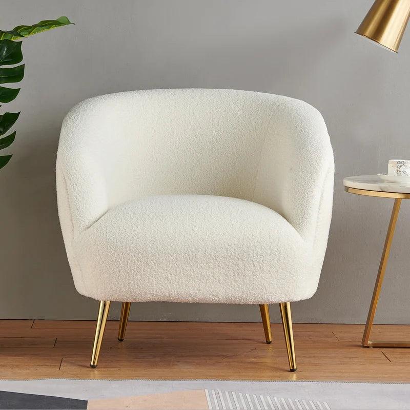 Serene Simplicity: White Boucl√© Chair for Elegant Comfort By Alhome - ALHOME