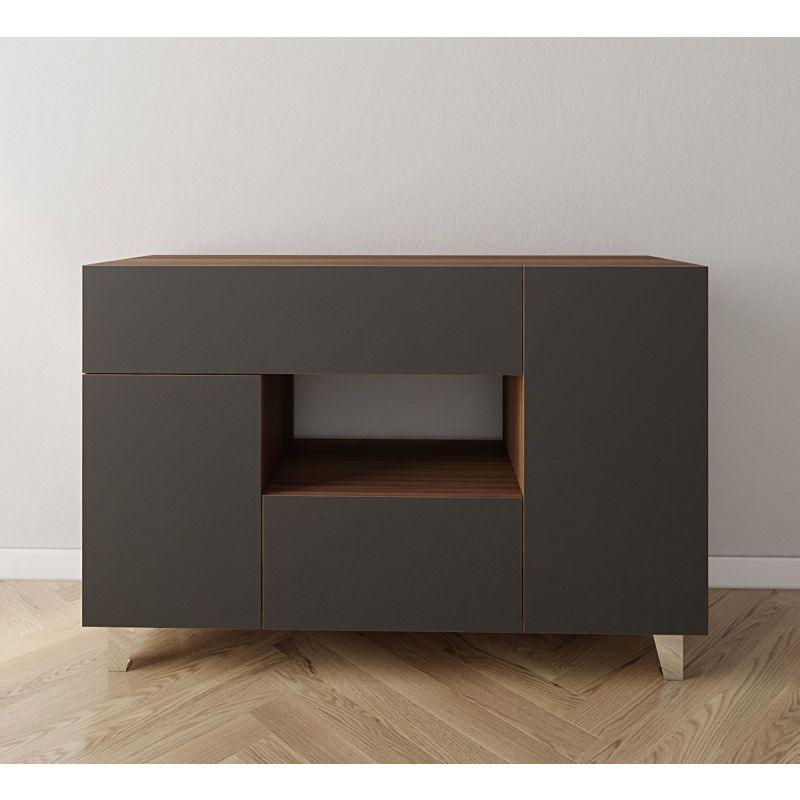 Coffee Corner with Two Shelves and Two Drawers (Brown and Black) By Alhome - ALHOME