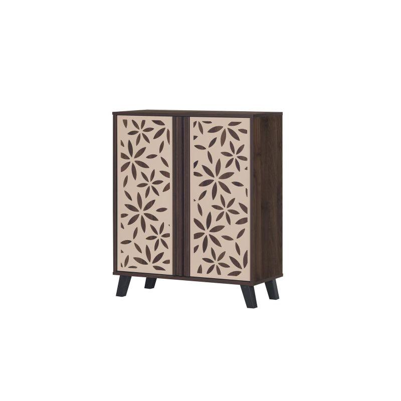 Shoe Organizing Cabinet With Two Doors - Brown And Cream - 80x35x96 cm - By Baity - ALHOME