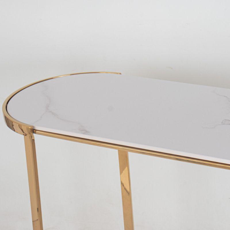 Wooden And Metal Console With Rounded Edges - Gold By Alhome - ALHOME