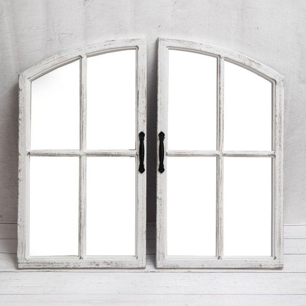 Window Wall Mirror with Two Doors - White - 71x64.5x2 cm - By Family Ship - ALHOME