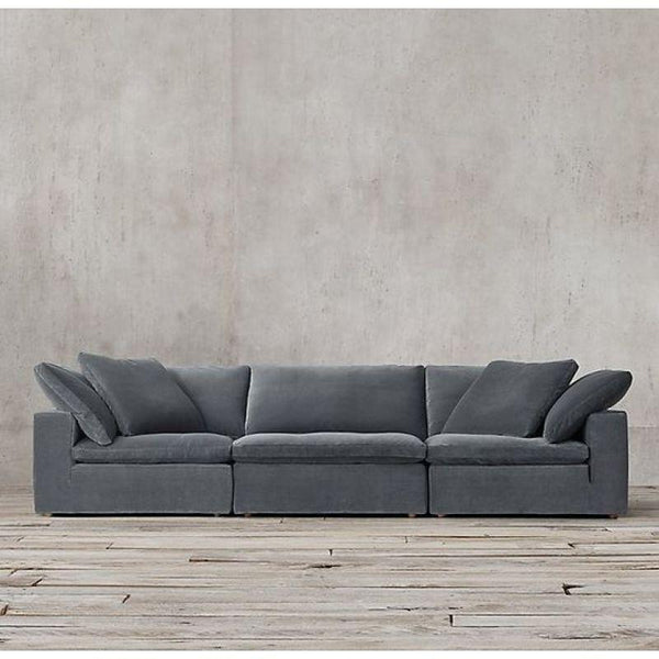 Luxurious Gray Velvet 3-Seater Sofa - 250x90x45 cm - Swedish Wood By Alhome - 110110958 - ALHOME