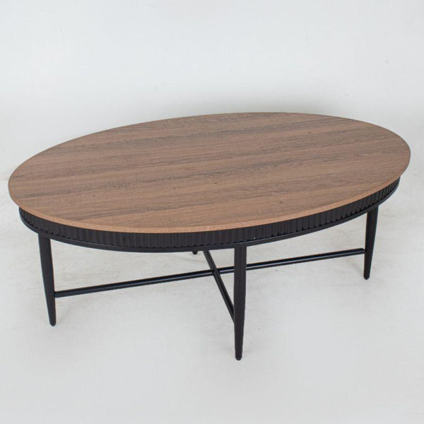 Wooden Oval Center Table With Metal Frame - Light Wood By Alhome - ALHOME