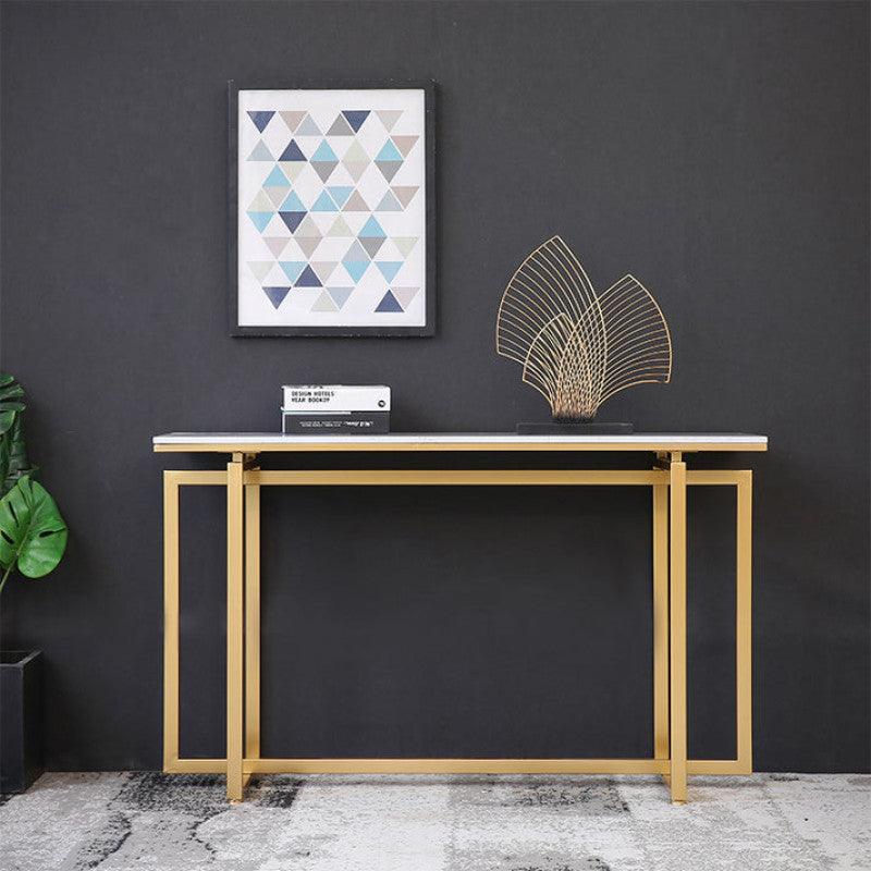 Sleek Iron Console with Marble Elegance By Alhome - ALHOME