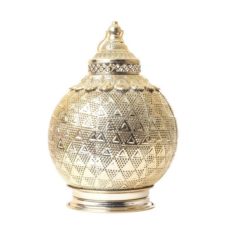 Steel Ramadan Lantern With Led Light With Sound - Gold - 27X17X17 Cm - By Family Ship - ALHOME