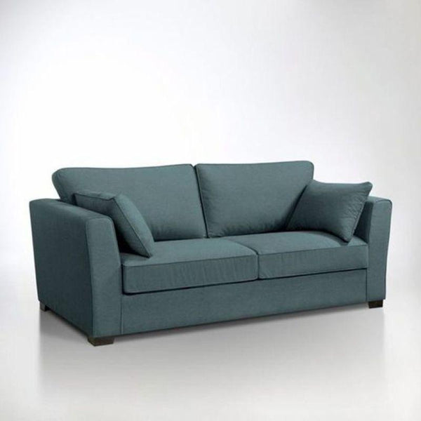 Light Blue Linen 3-Seater Sofa Swedish Wood By Alhome - ALHOME