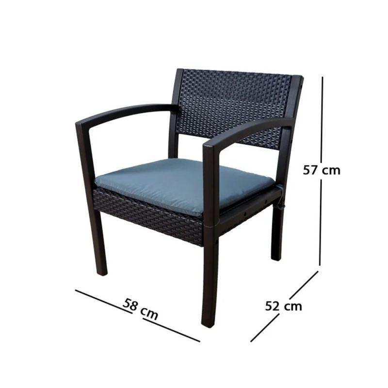 Plastic outdoor garden seating - table and two chairs - black - By Family Ship - ASL-6815 - ALHOME